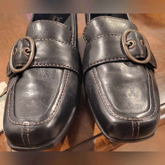 Josef Seibel Buckle Black Leather Loafers Size 39 (US 8.5-9) - Picture 3 of 10